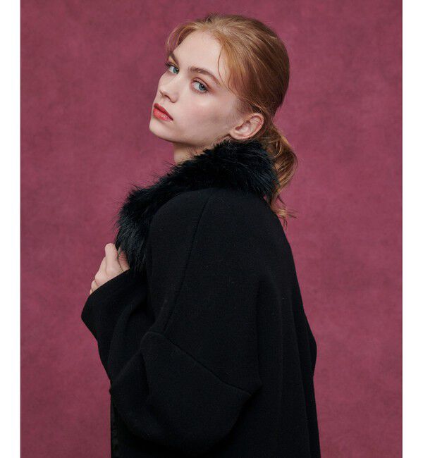 LOULOU WILLOUGHBY「【LOULOU WILLOUGHBY】ファー衿ニットショートコート」|ダッフルコート|