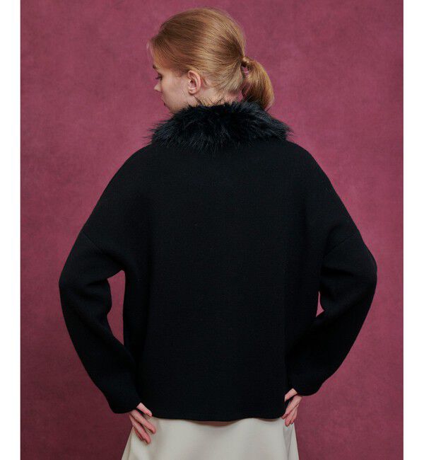 LOULOU WILLOUGHBY「【LOULOU WILLOUGHBY】ファー衿ニットショートコート」|ダッフルコート|