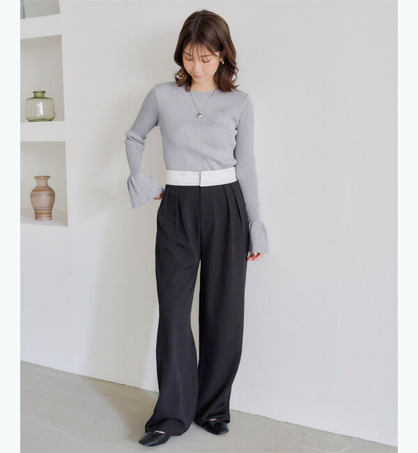 titivate「クルーネックベルスリーブニット」|ニット・セーター|