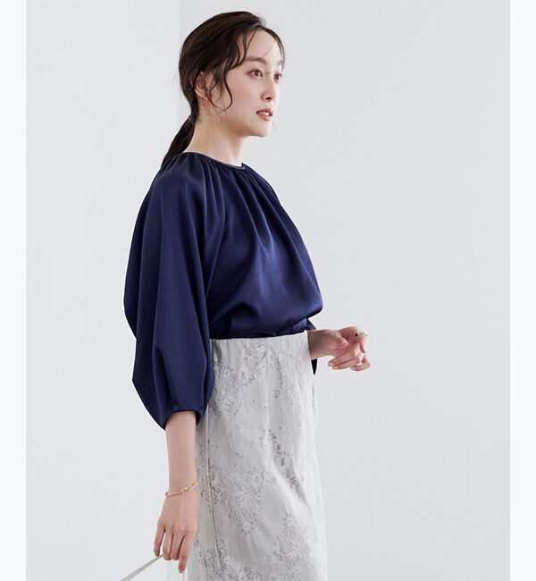 ur's「サテンギャザーブラウス」|シャツ・ブラウス|