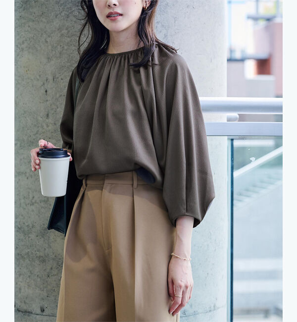 ur's「サテンギャザーブラウス」|シャツ・ブラウス|