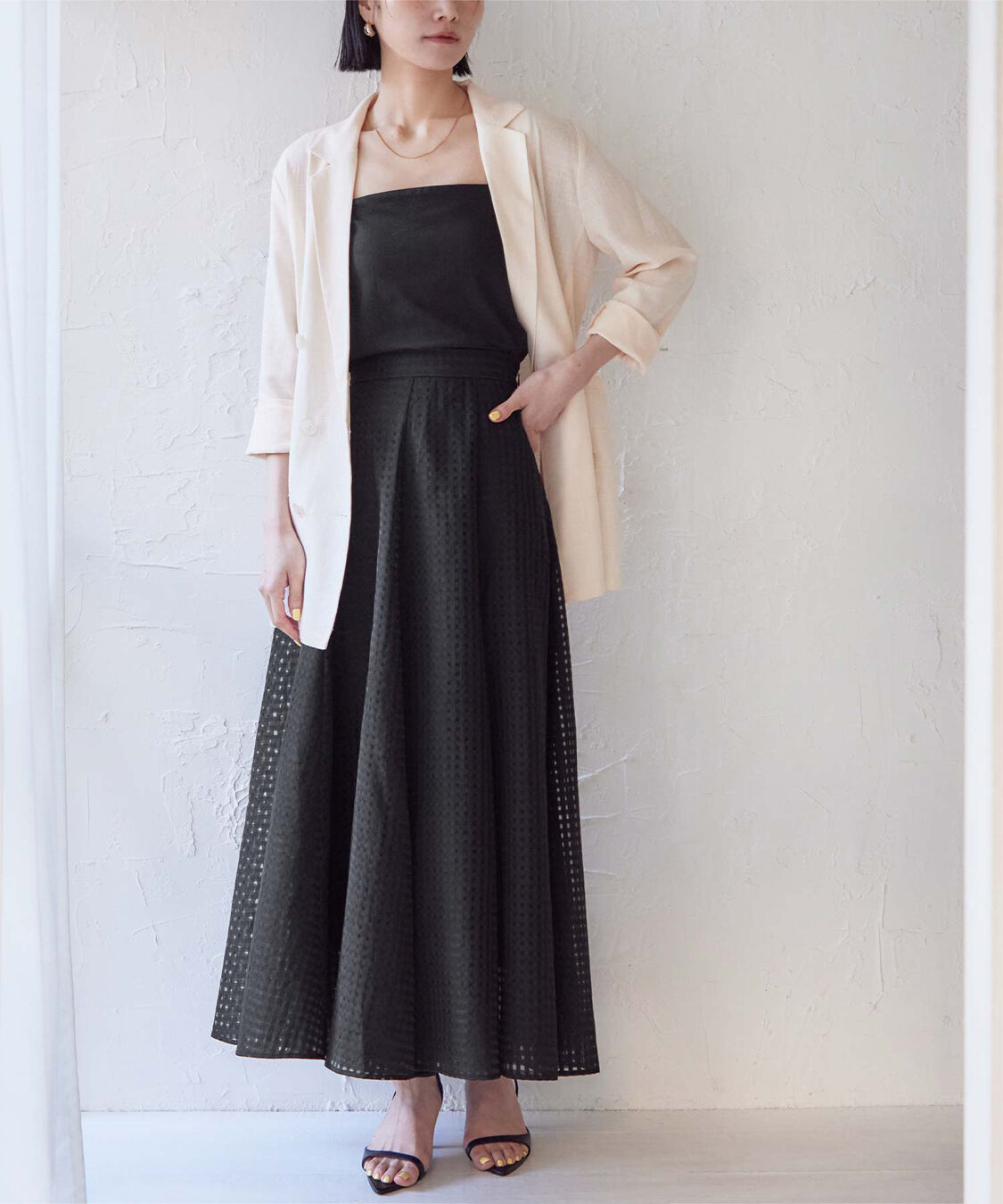 ur's「シアーギンガムチェックフレアスカート」|スカート|