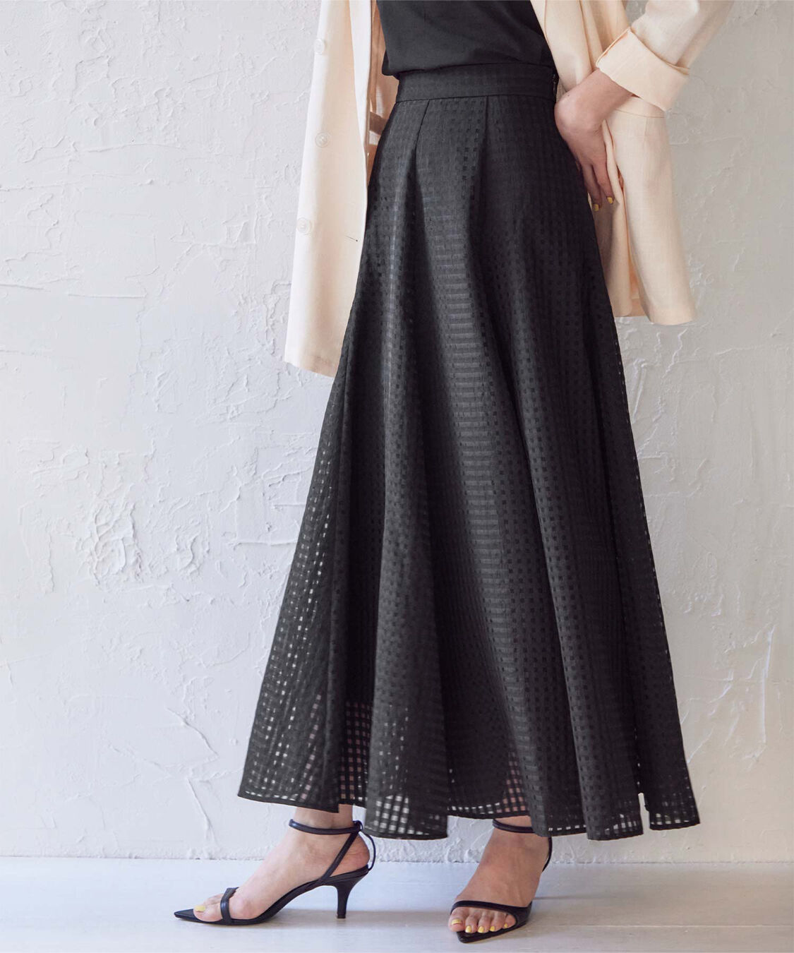 ur's「シアーギンガムチェックフレアスカート」|スカート|