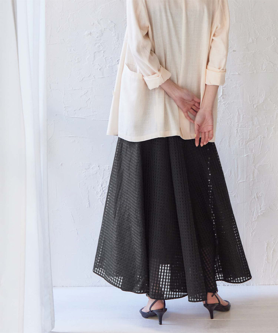 ur's「シアーギンガムチェックフレアスカート」|スカート|