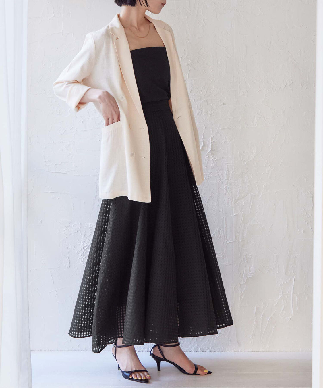 ur's「シアーギンガムチェックフレアスカート」|スカート|