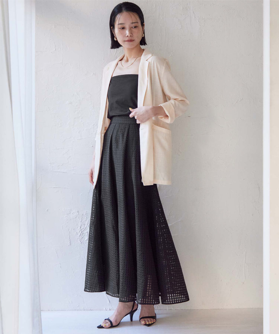 ur's「シアーギンガムチェックフレアスカート」|スカート|