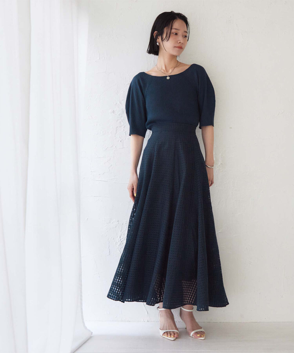 ur's「シアーギンガムチェックフレアスカート」|スカート|