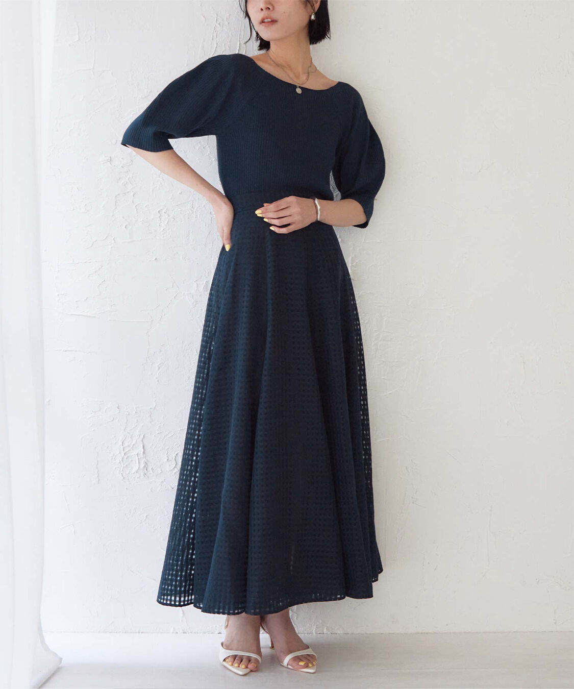 ur's「シアーギンガムチェックフレアスカート」|スカート|