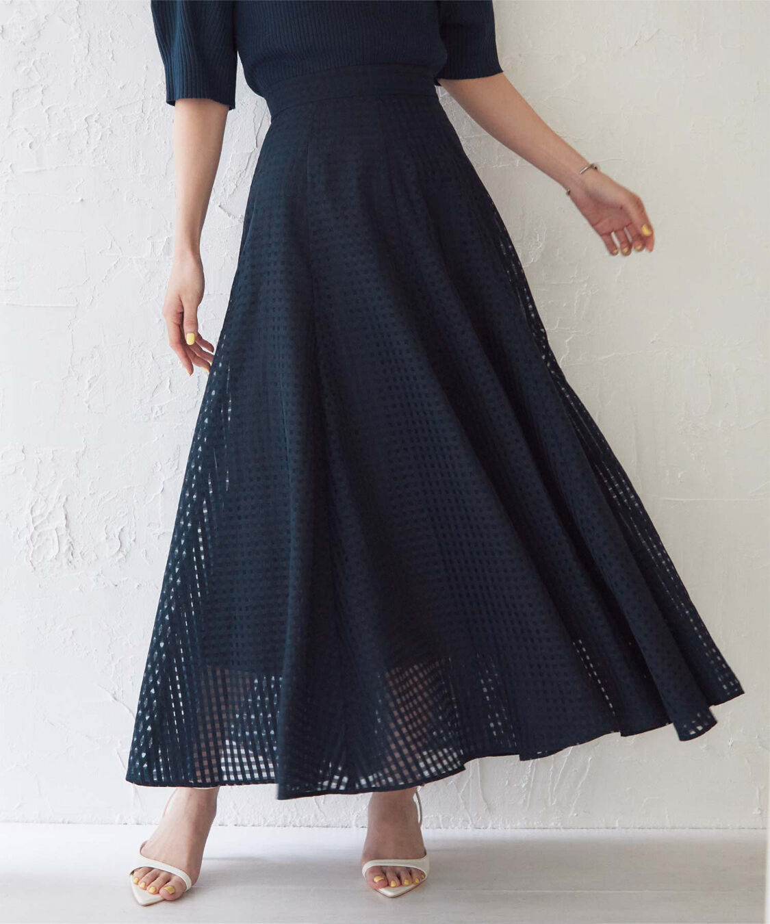 ur's「シアーギンガムチェックフレアスカート」|スカート|