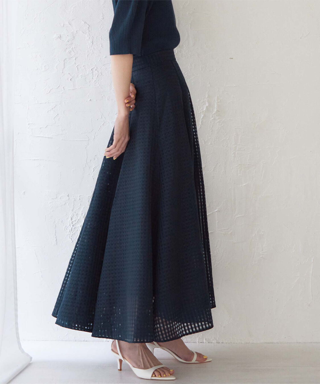 ur's「シアーギンガムチェックフレアスカート」|スカート|