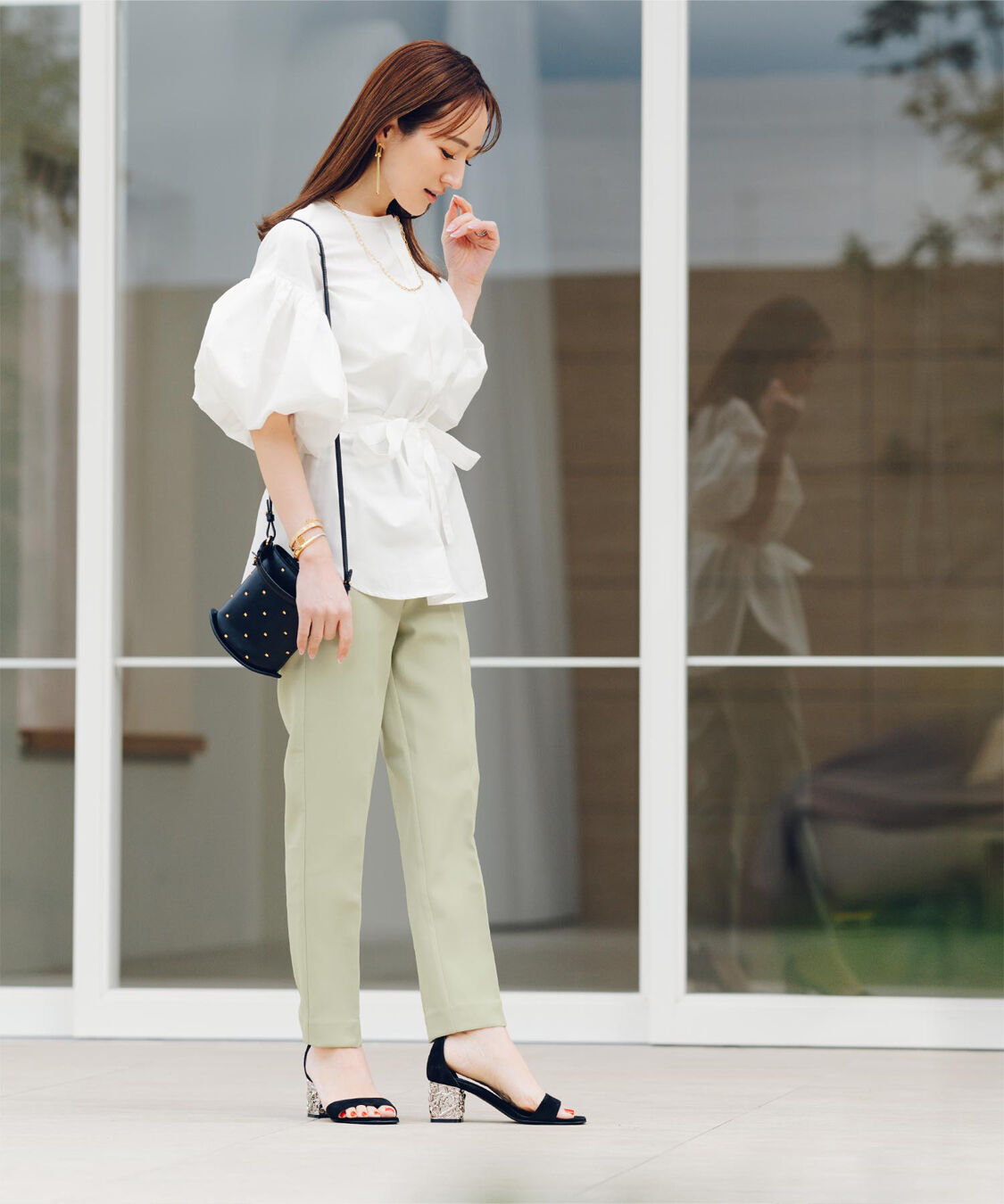 ur's「【星玲奈さんコラボアイテム】ハイウエストスリムパンツ」|スラックス|