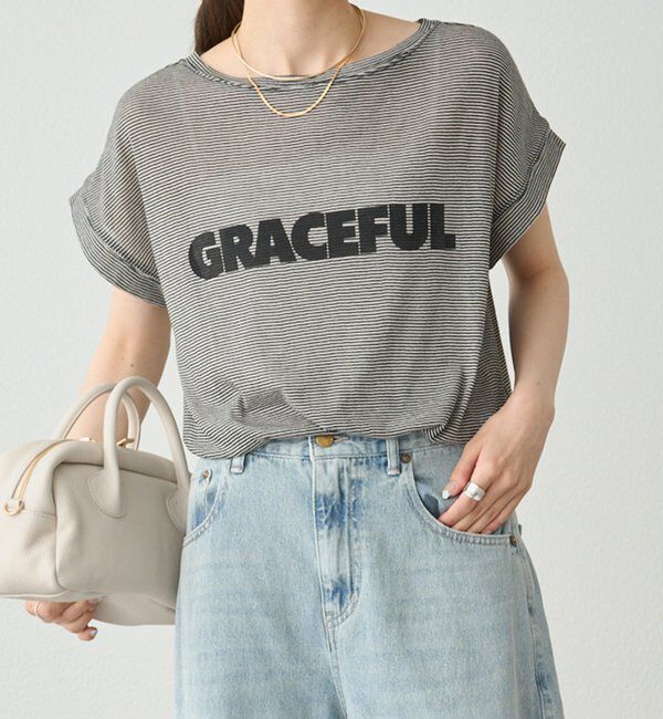  「ミジンボーダーロゴプリントTシャツ」|Tシャツ・カットソー|ブラック系その他