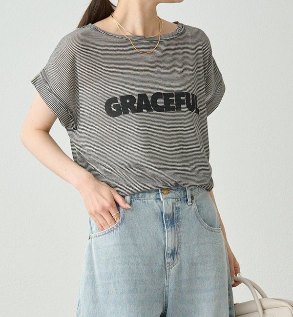  「ミジンボーダーロゴプリントTシャツ」|Tシャツ・カットソー|