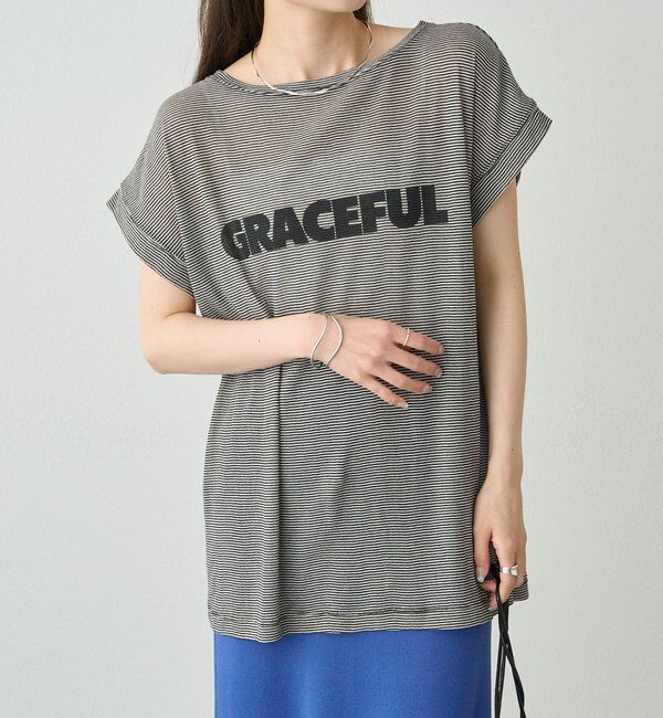  「ミジンボーダーロゴプリントTシャツ」|Tシャツ・カットソー|