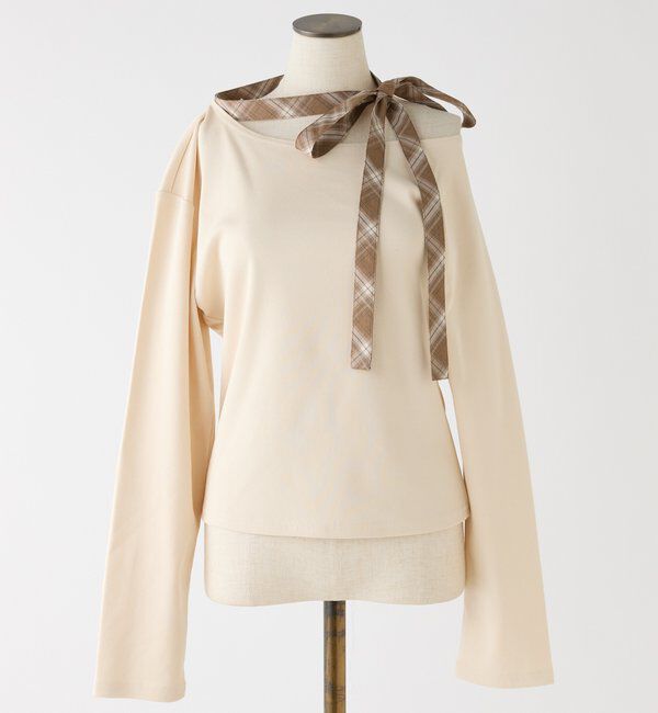  「リボンタイ／ワンショルカットトップス」|プルオーバー|