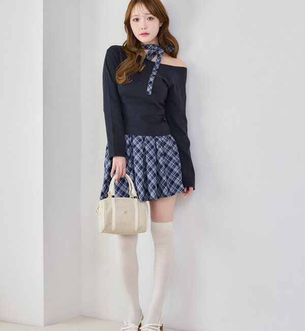  「リボンタイ／ワンショルカットトップス」|プルオーバー|