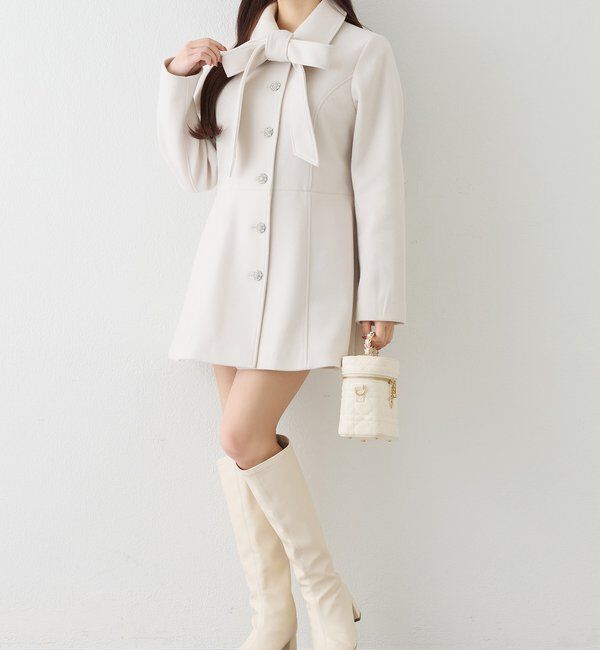  「【SＭサイズあり】リボン取り外し可能ミドルコート」|その他|