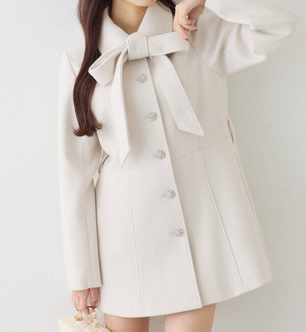  「【SＭサイズあり】リボン取り外し可能ミドルコート」|その他|