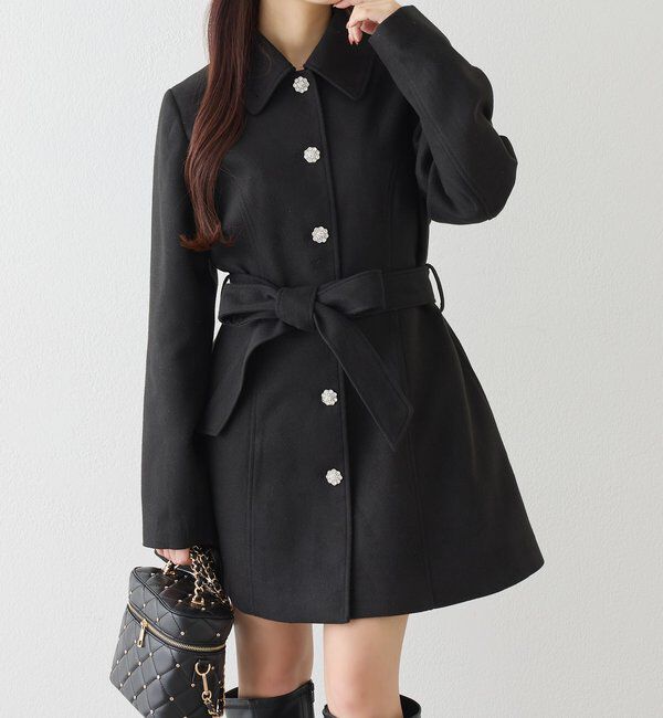  「【SＭサイズあり】リボン取り外し可能ミドルコート」|その他|