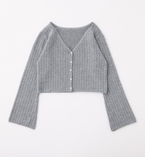  「キラキラボタンアイレットカーデ」|ニット・セーター|