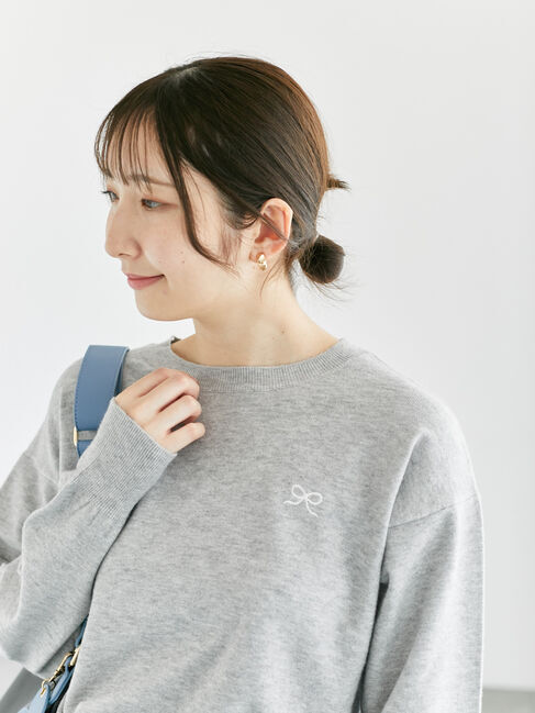 Te chichi TERRASSE「リボン刺繍クルーネックニット」|ニット・セーター|