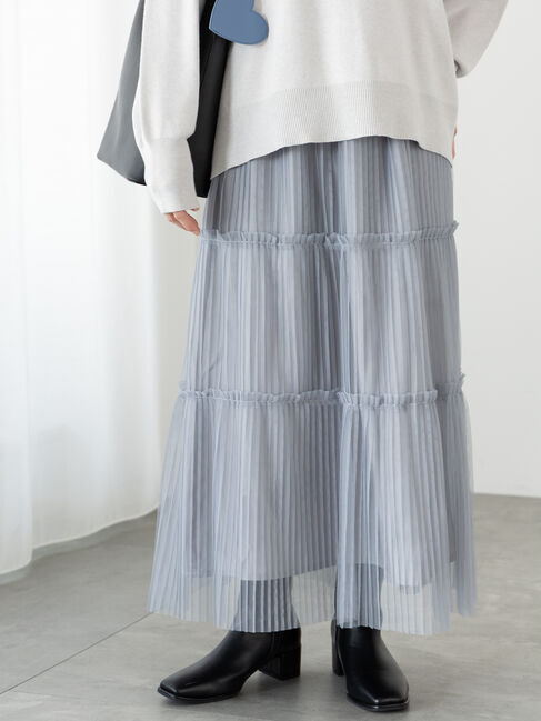 Te chichi TERRASSE「プリーツチュールティアードスカート」|スカート|グレー