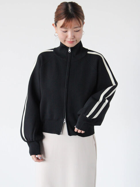 Lugnoncure「スタンドネックニットトラックジャケット」|ニット・セーター|ブラック