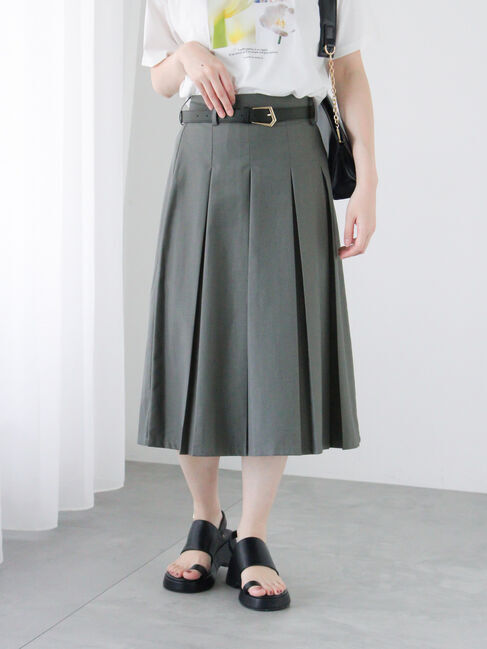 Te chichi TERRASSE「ボックスプリーツミディスカート」|スカート|グレー
