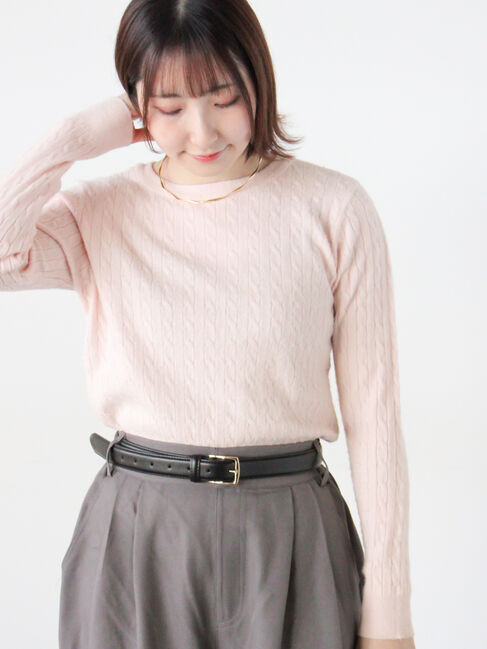 Te chichi TERRASSE「もちもちケーブルクルーネックニット」|ニット・セーター|ピンク