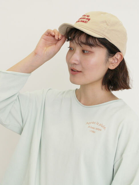 Samansa Mos2「インレイ裏毛カットオフロゴ刺繍カットソー」|Tシャツ・カットソー|ミント