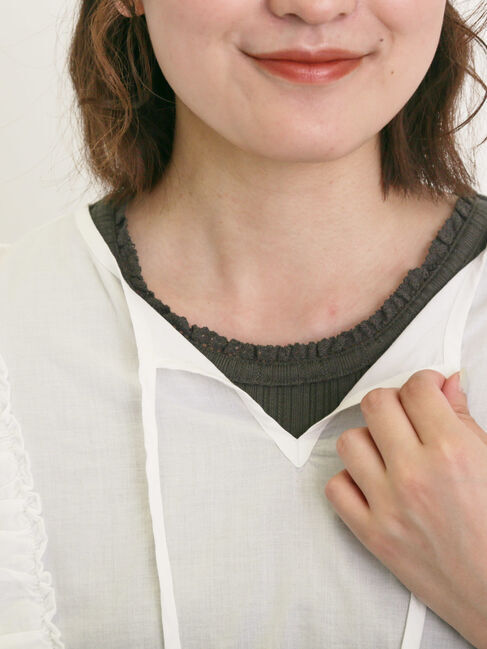 Samansa Mos2「エッジレーステレコノースリ」|Tシャツ・カットソー|チャコールグレー