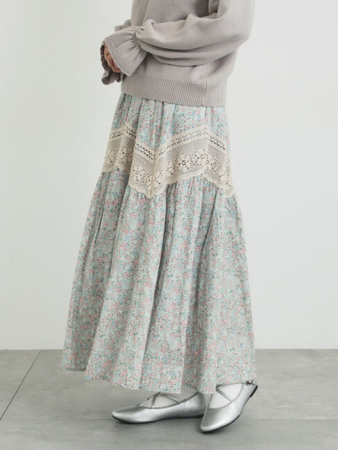 Samansa Mos2「柄アソートティアードレーススカート」|スカート|