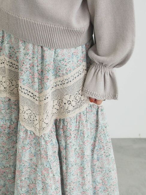 Samansa Mos2「柄アソートティアードレーススカート」|スカート|