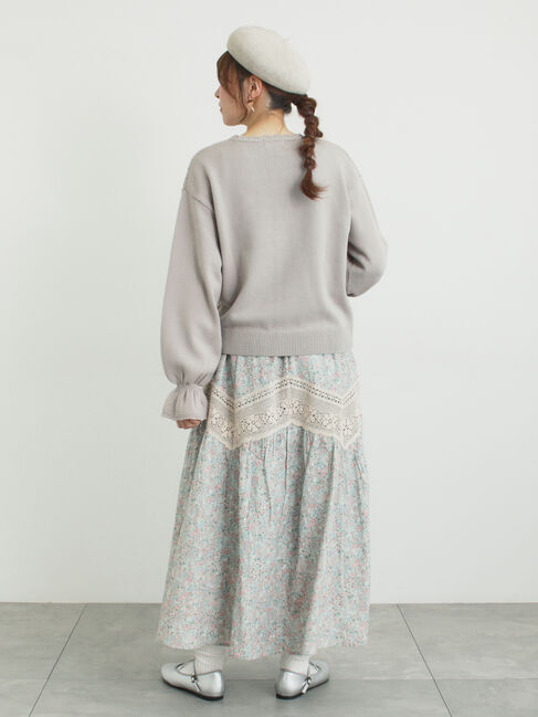 Samansa Mos2「柄アソートティアードレーススカート」|スカート|