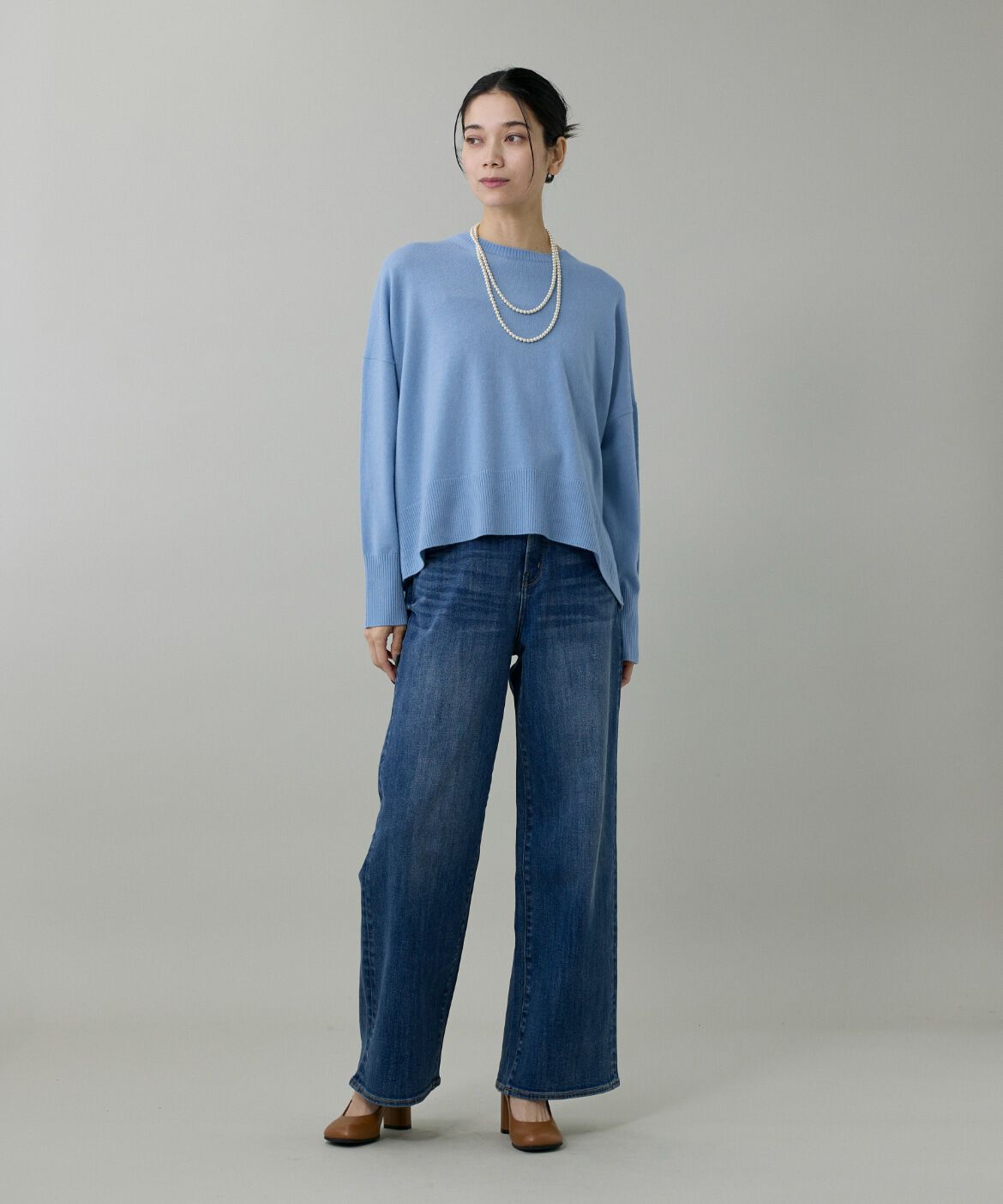 INED「《大きいサイズ》クルーネックプルオーバーニット」|ニット・セーター|