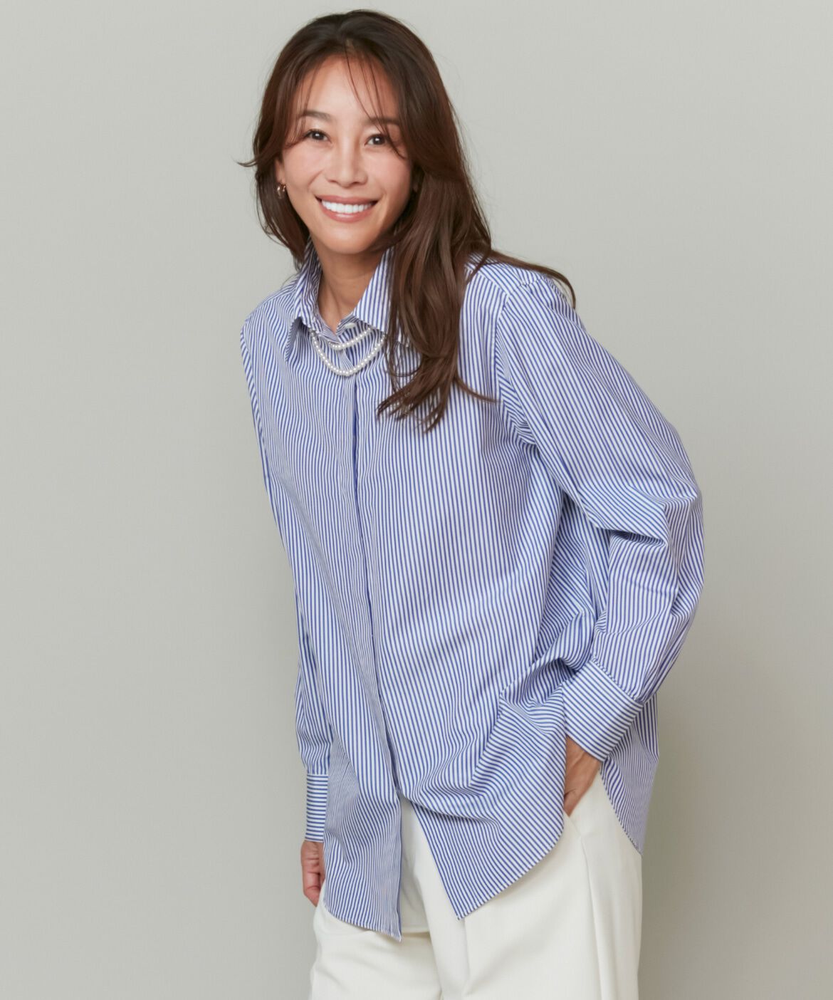 INED「ベーシックシャツ《THOMAS MASON》」|シャツ・ブラウス|ストライプ1