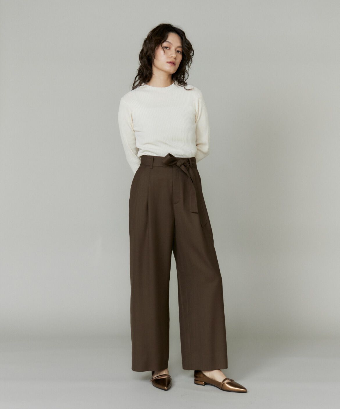 INED「ライトカルゼ ベルテッドワイドパンツ」|その他|