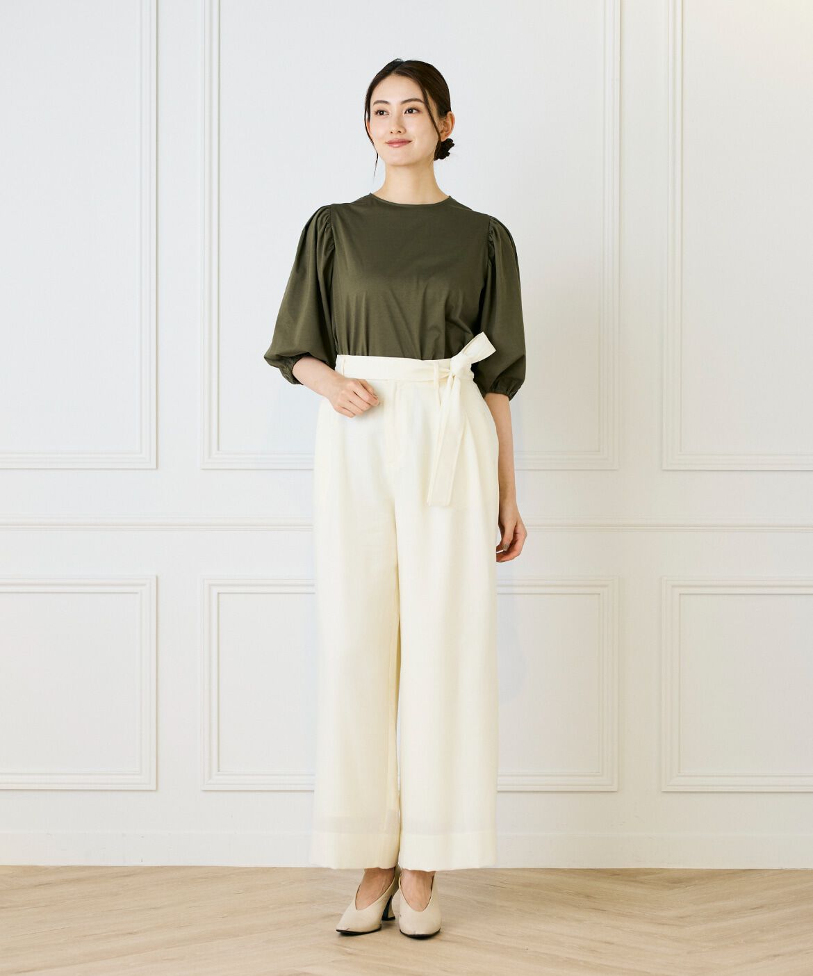 INED「ライトカルゼ ベルテッドワイドパンツ」|その他|