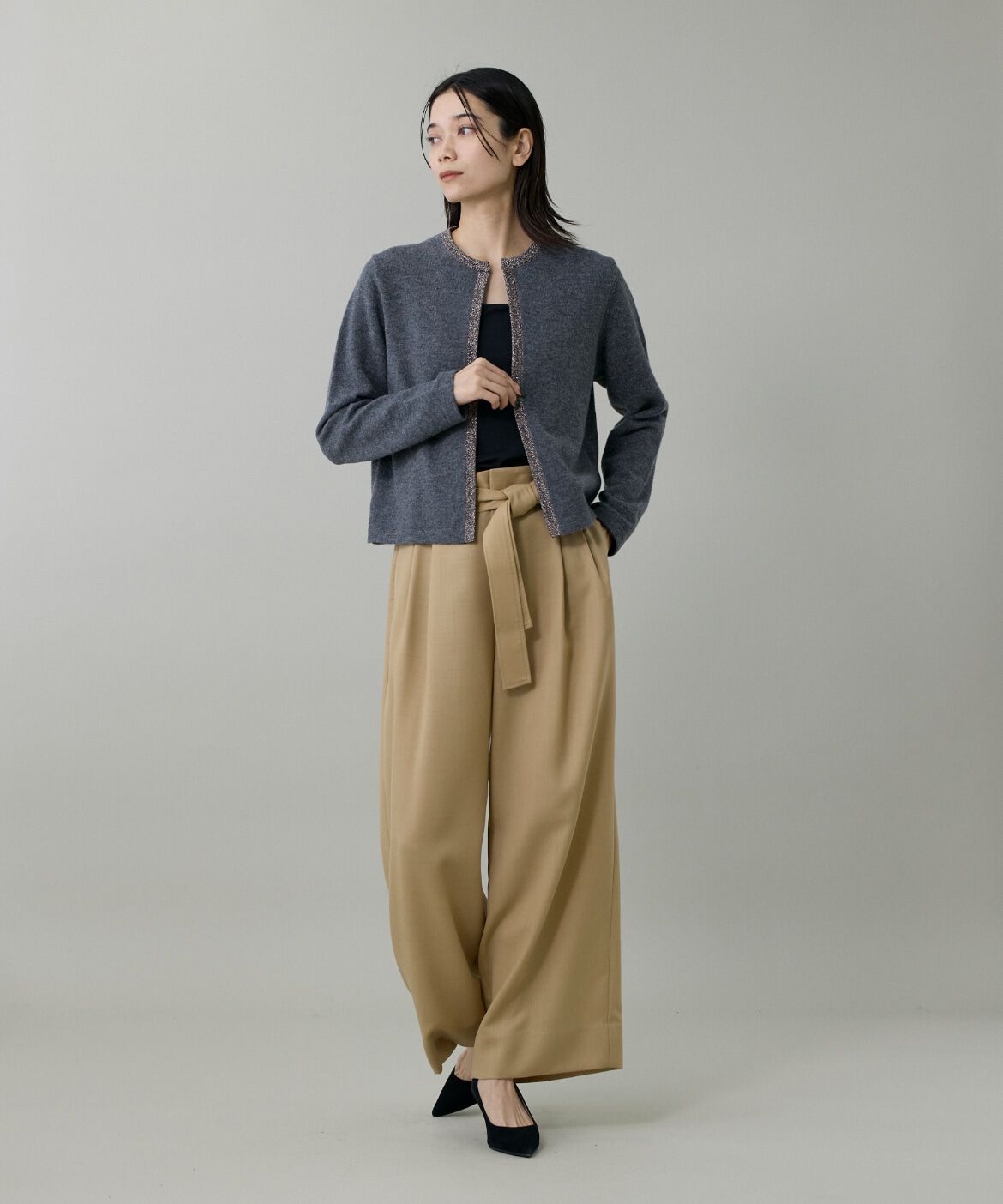 INED「ライトカルゼ ベルテッドワイドパンツ」|その他|