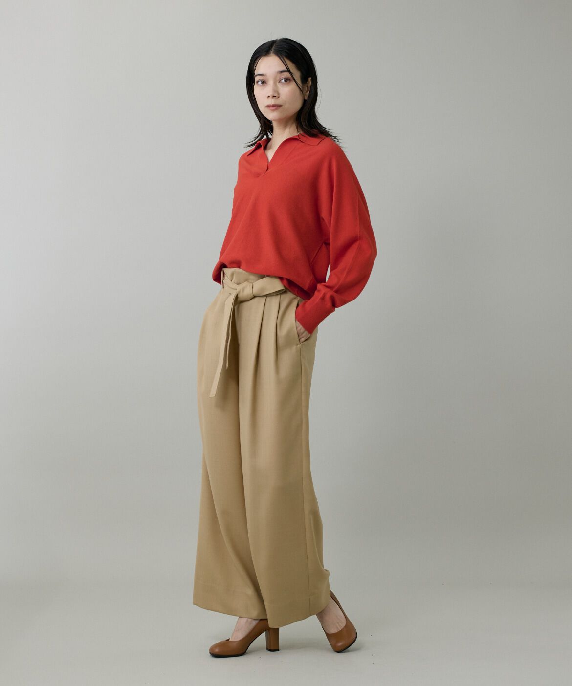 INED「ライトカルゼ ベルテッドワイドパンツ」|その他|