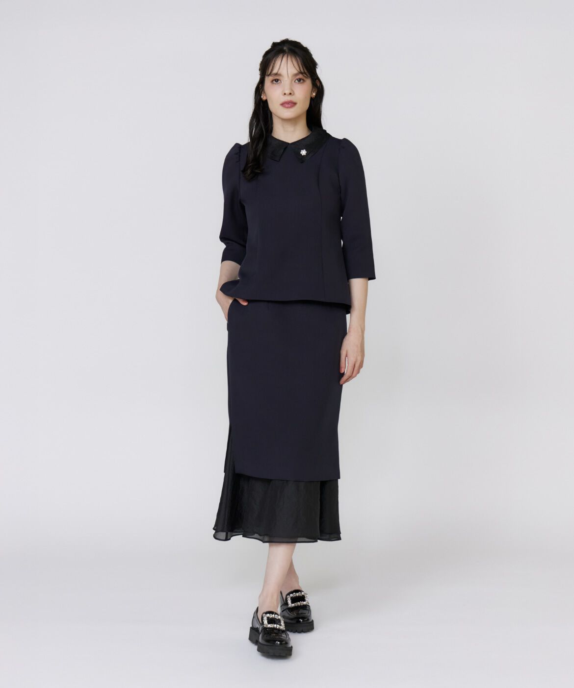 Maglie le cassetto「《M Maglie le cassetto》シアー付け衿ブラウス」|シャツ・ブラウス|