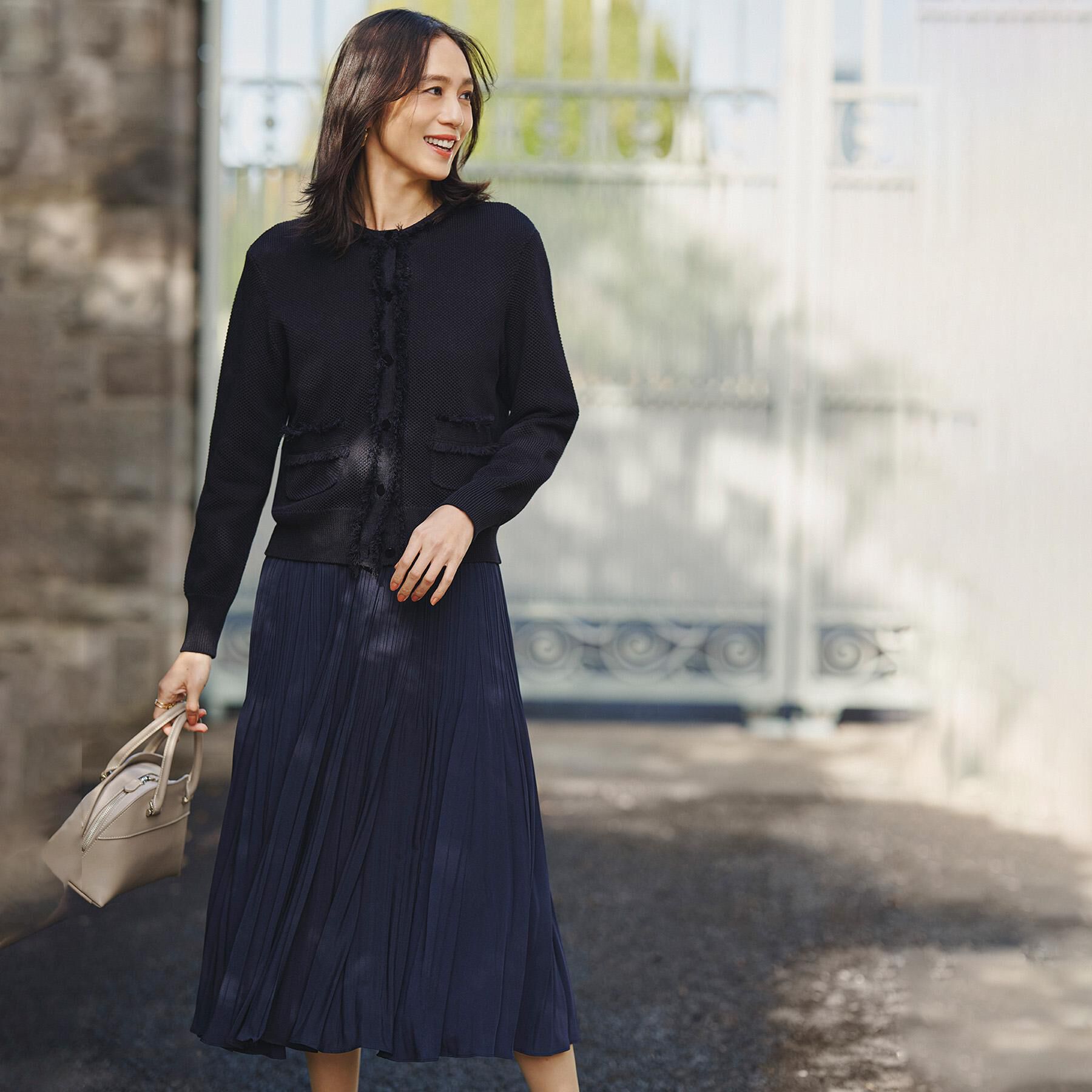 UNTITLED「【洗える/ジャケット風】ツイードニットカーディガン」|カーディガン|