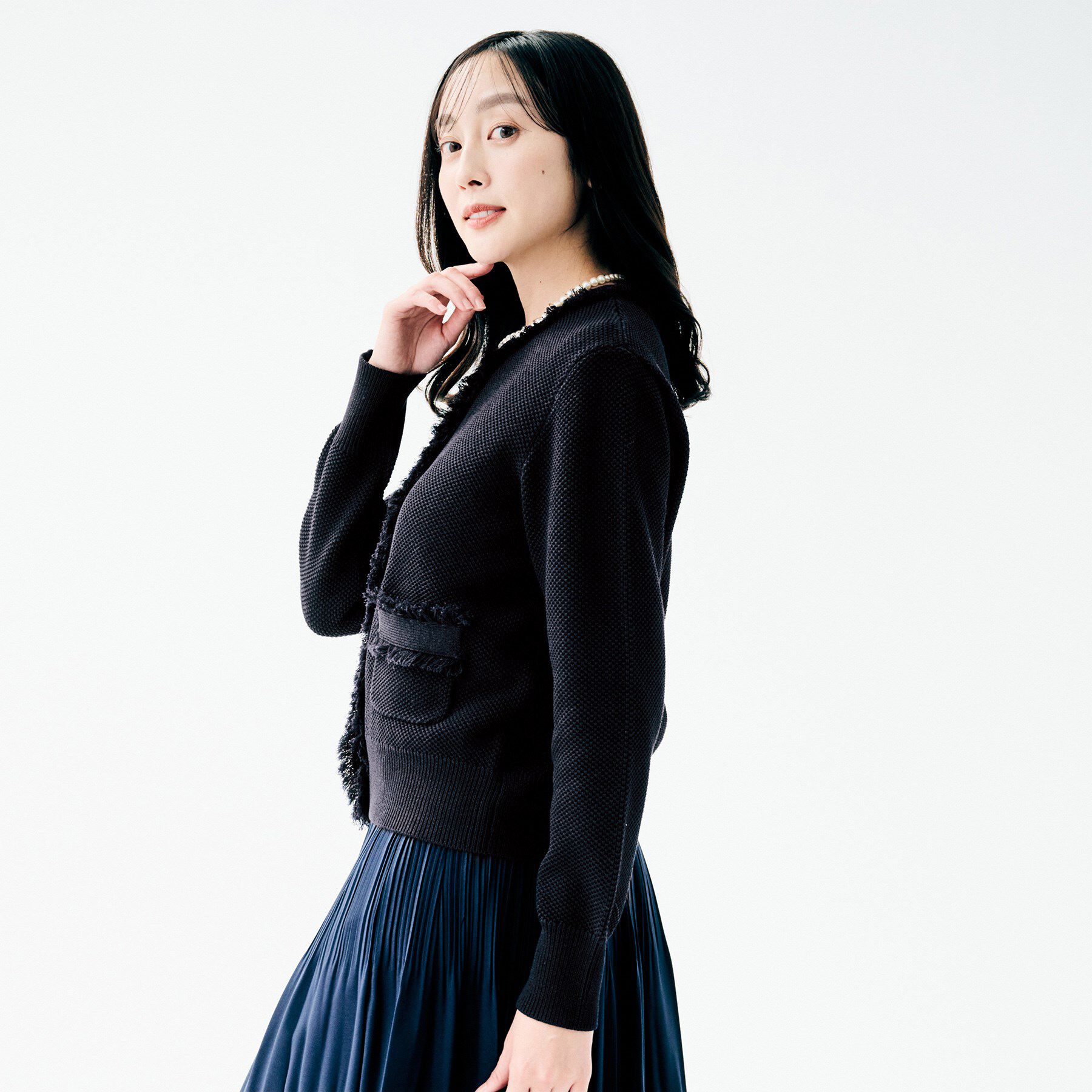 UNTITLED「【洗える/ジャケット風】ツイードニットカーディガン」|カーディガン|