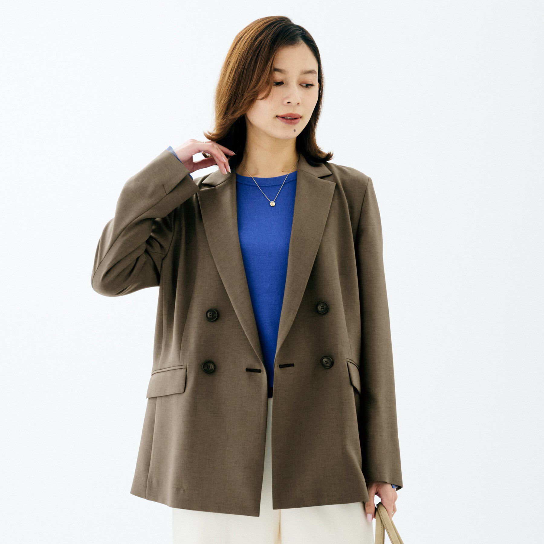 UNTITLED「【接触冷感/UVカット/洗える】エアリー ダブルブレストジャケット」|テーラードジャケット|