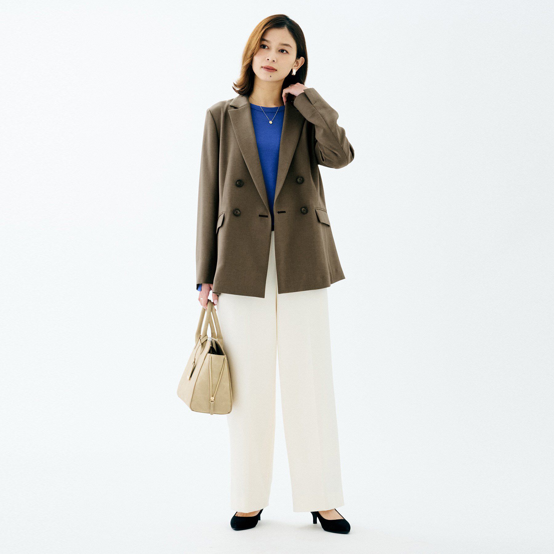 UNTITLED「【接触冷感/UVカット/洗える】エアリー ダブルブレストジャケット」|テーラードジャケット|