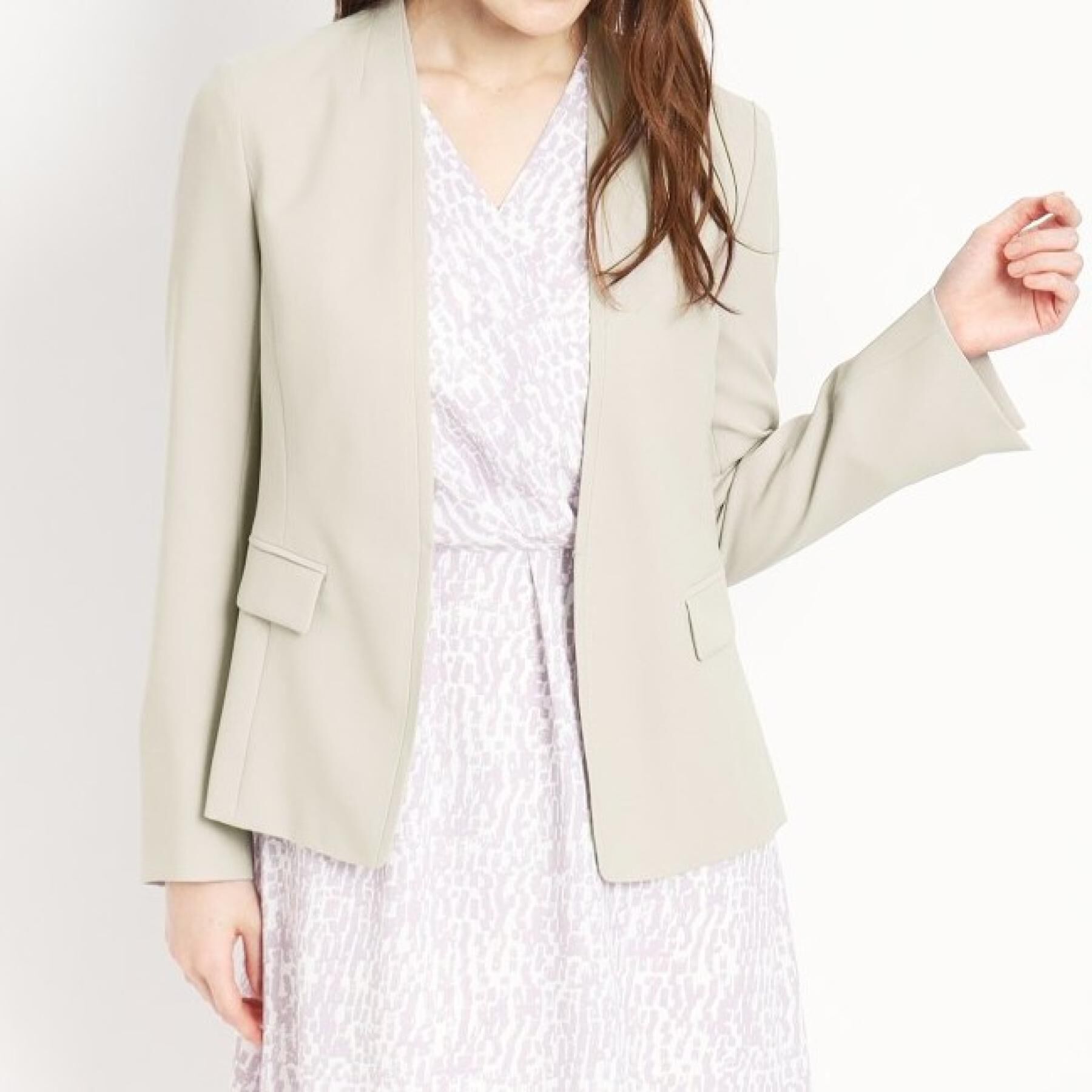 COUP DE CHANCE「【洗える／日本製】カラーレスジャケット」|ノーカラージャケット|グレージュ(650)