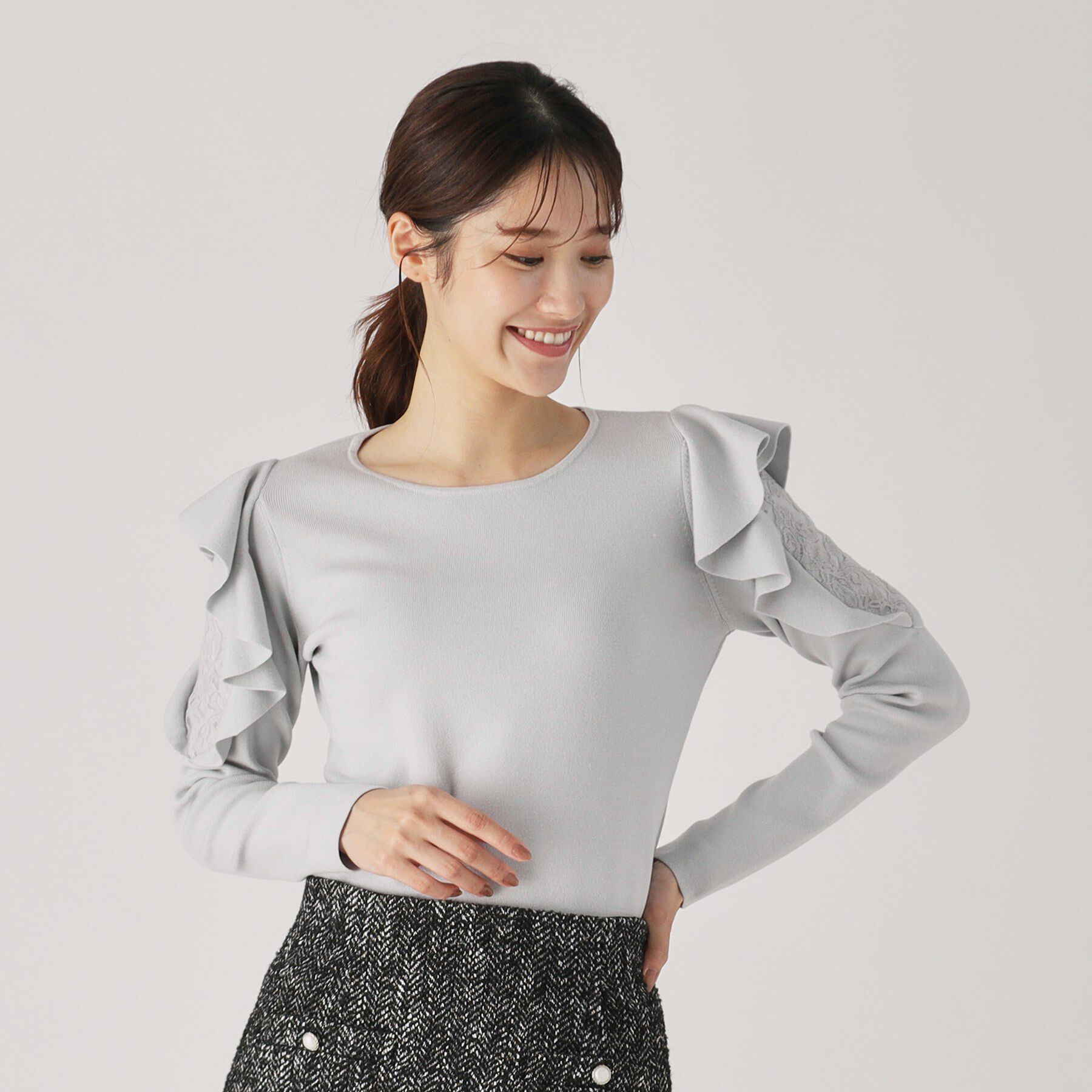 COUP DE CHANCE「【洗える】フリルデザインニット」|ニット・セーター|