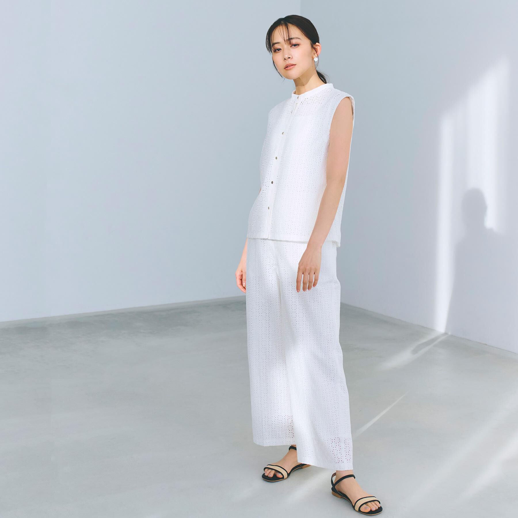 grove「【レースの透け感が軽やか】エンブロイダリーレースワイドパンツ」|その他|