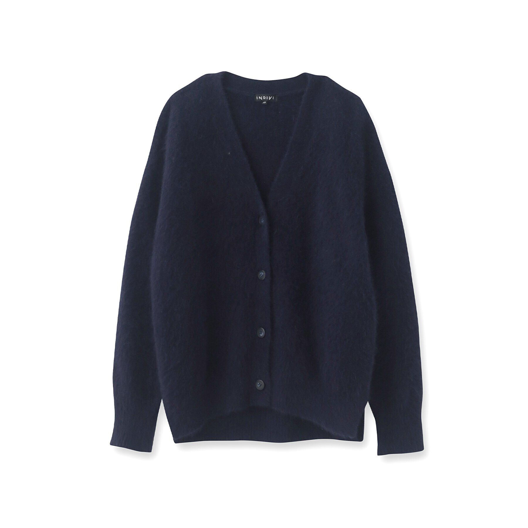 INDIVI「【フォックス混】ヘアリーゆるニットカーディガン」|カーディガン|
