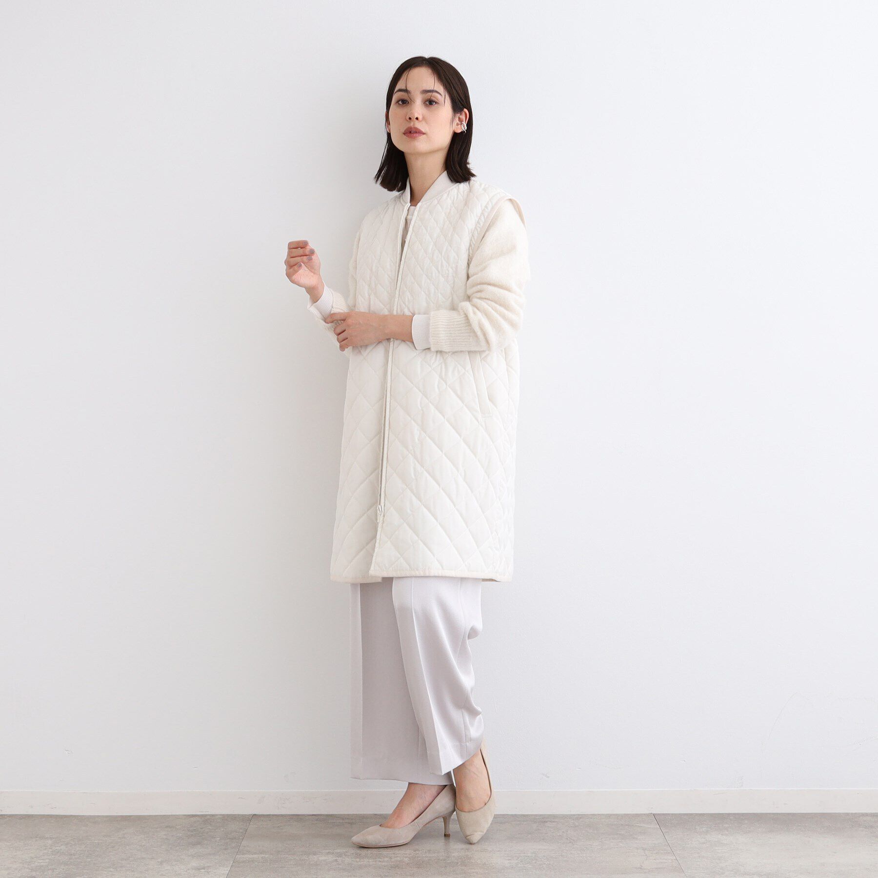 INDIVI「【フォックス混】ヘアリーゆるニットカーディガン」|カーディガン|